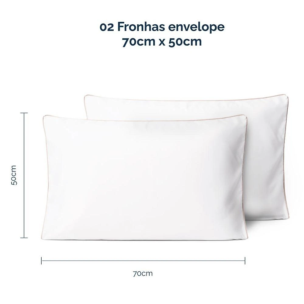 Kit 2 fronhas linea 50cm x 70cm micropercal 200 fios - bege - 100% poliéster