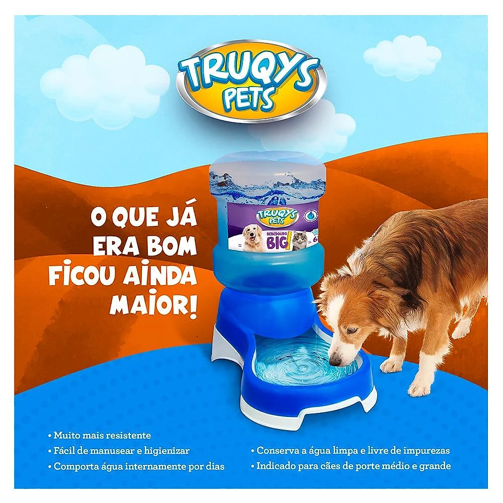 Bebedouro Automático Truqys Pets Preto com Galão - 6 Litros