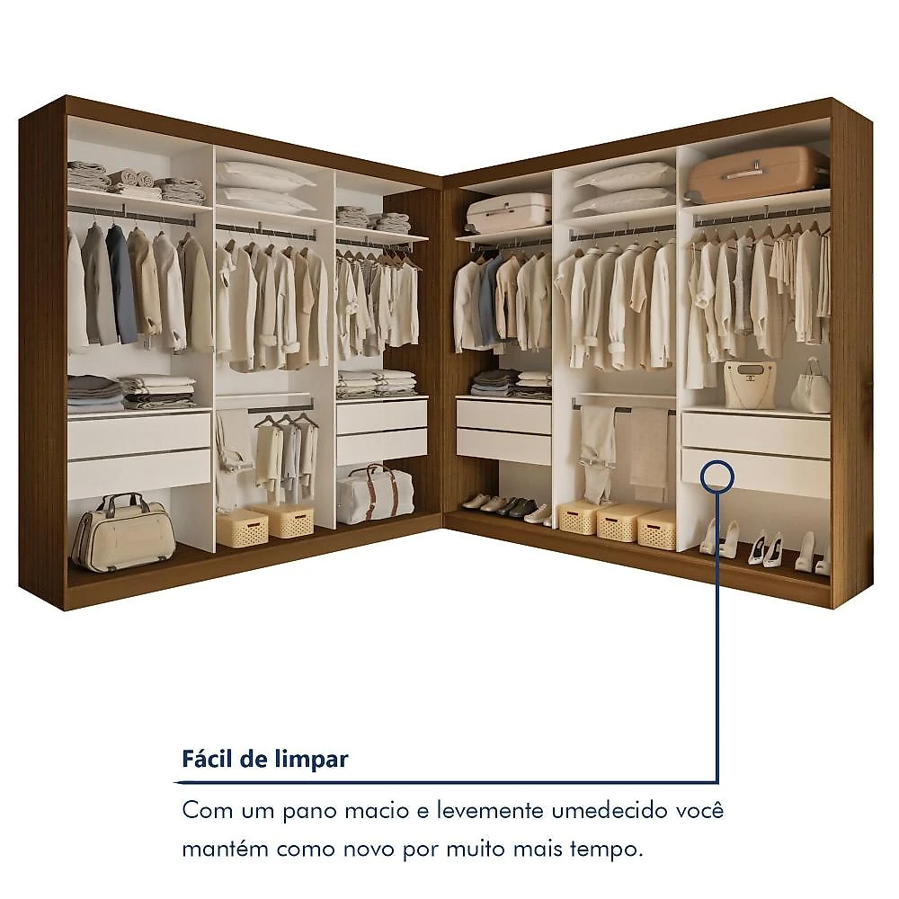 Closet Casal sem Portas 8 Gavetas Paris Duo Premium Freijó