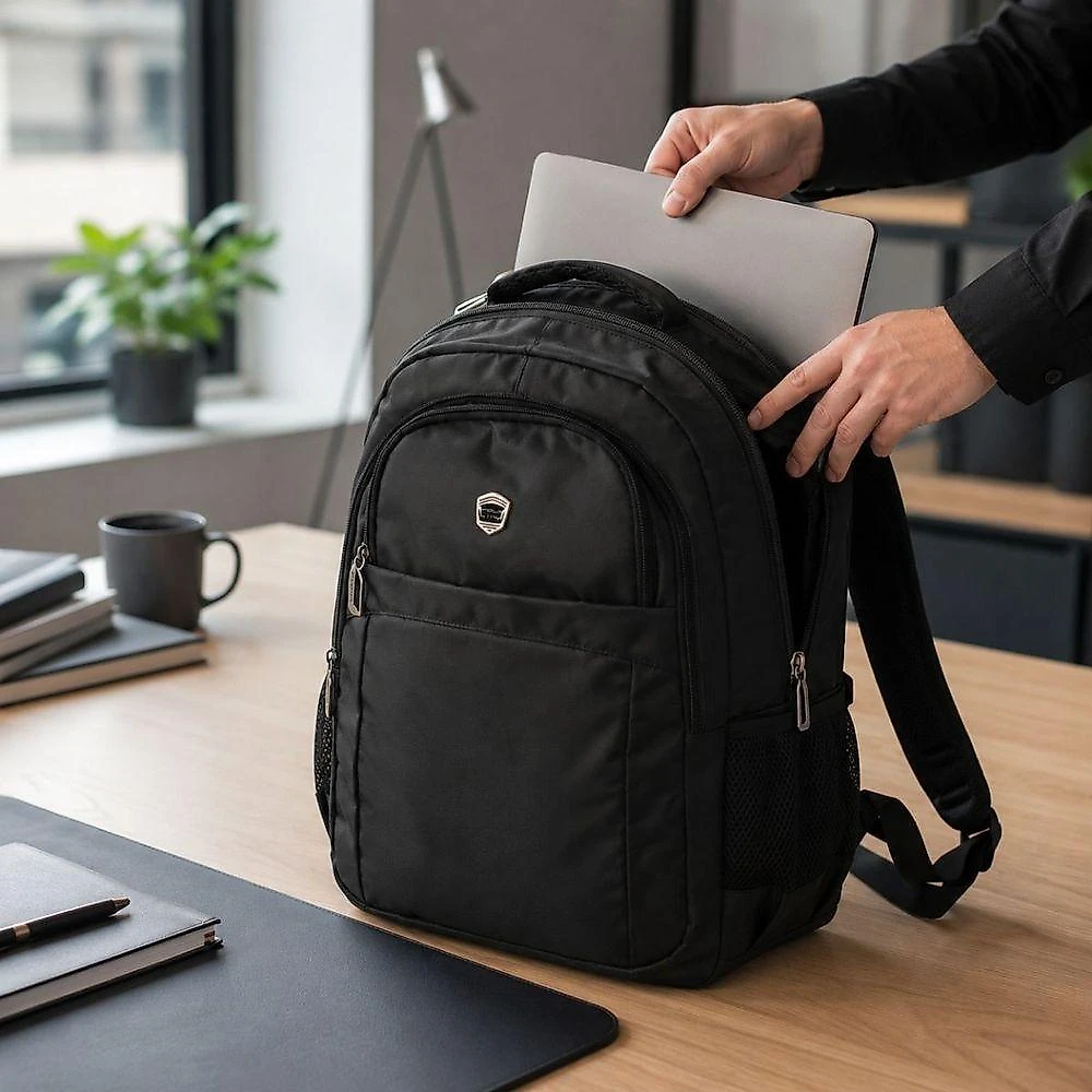 Mochila Notebook Até 17 Polegadas Mn54148pk com Compartimentos e Bolsos Laterais Preto Polo King
