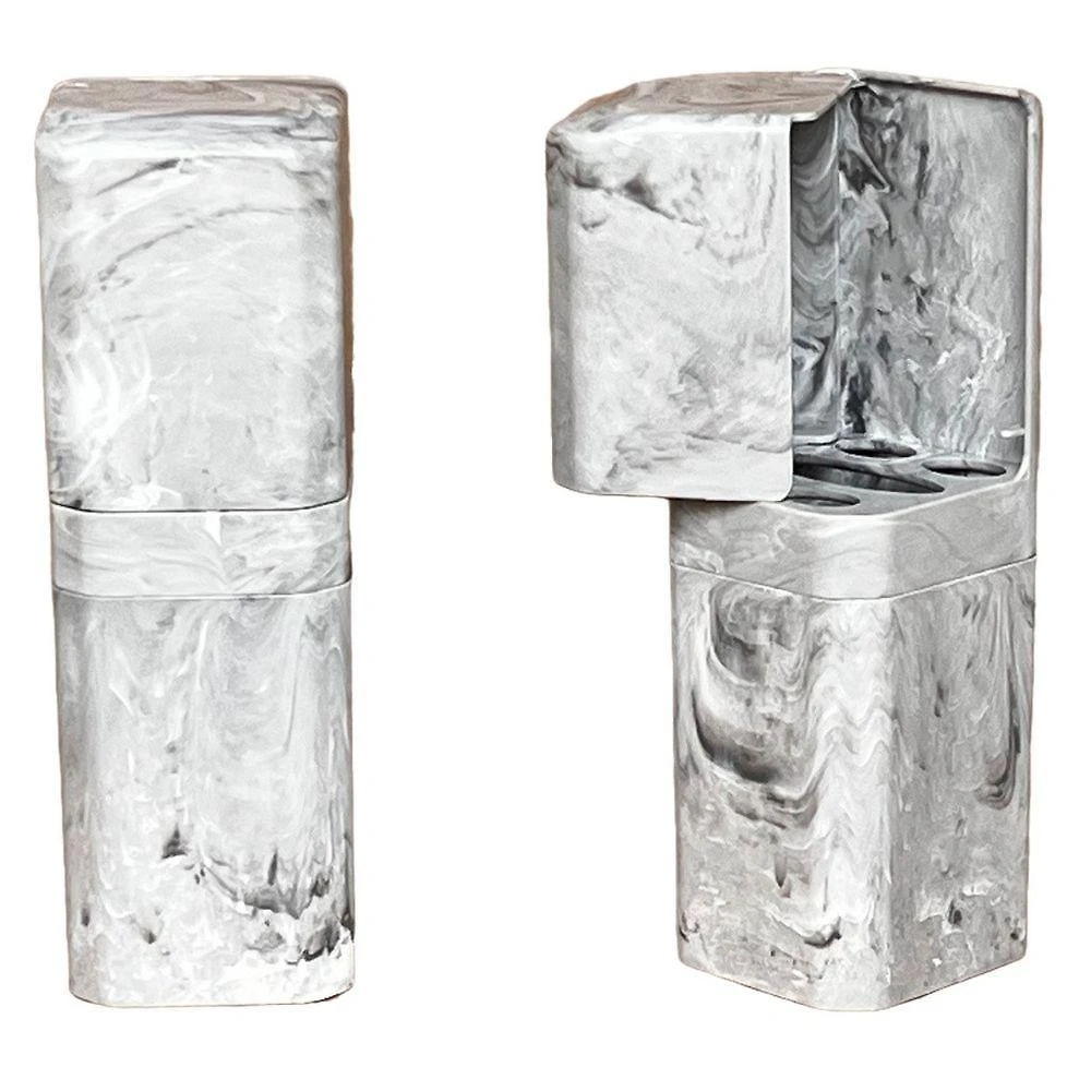 Porta Escovas e Creme Dental OEM Kit 2 Pcs Carrara para Banheiro com Encaixe Adesivo Cinza 2 Pcs
