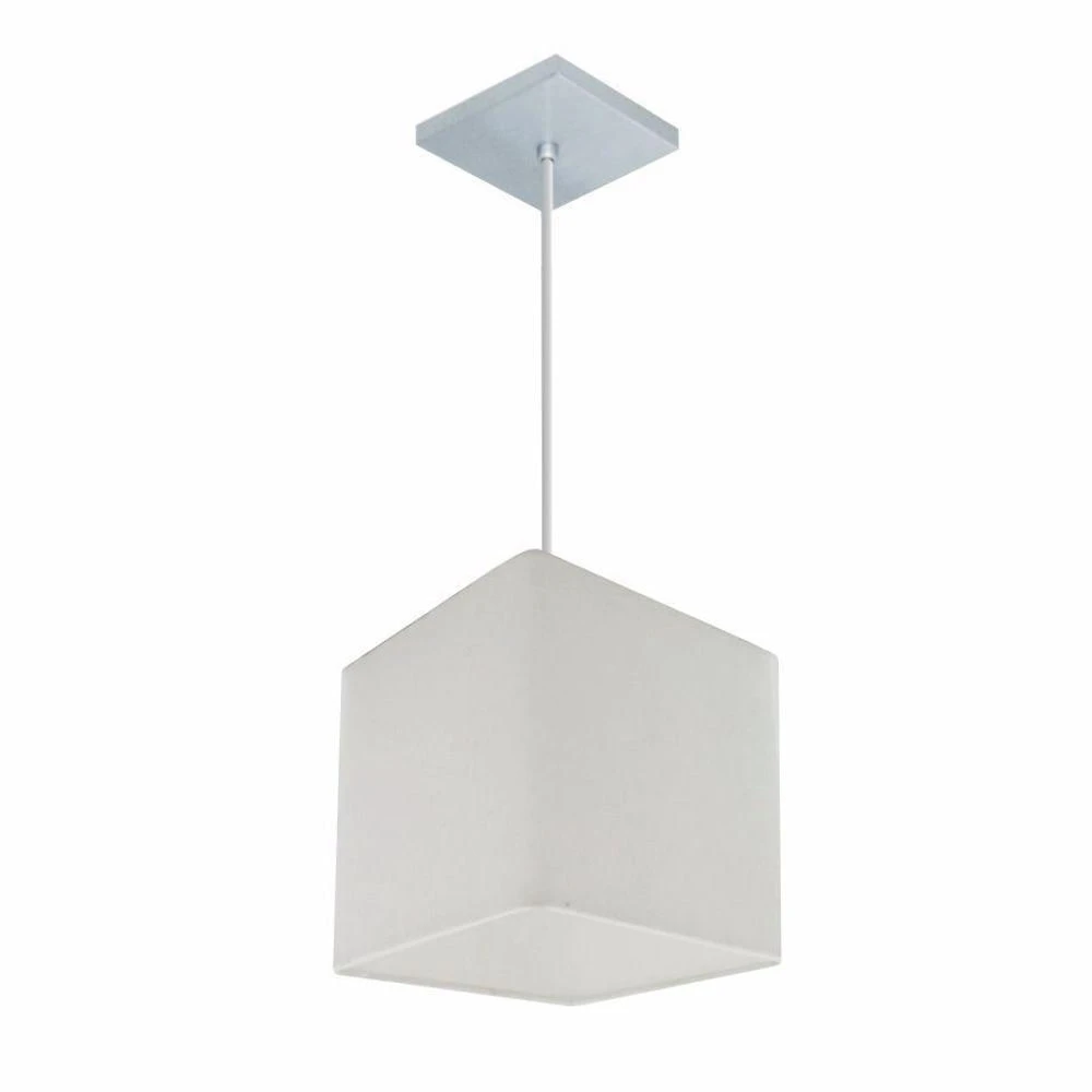 Lustre Pendente Quadrado Md-4223 Cúpula Em Tecido 15/13x13cm Branco - Bivolt