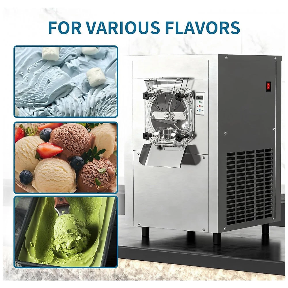 Máquina de Sorvete Hard Ice Cream Tipo Italiano AnyDoor Comercial Prata 6L 1600W 110V Compressor LED Display Limpeza Automática Profissional