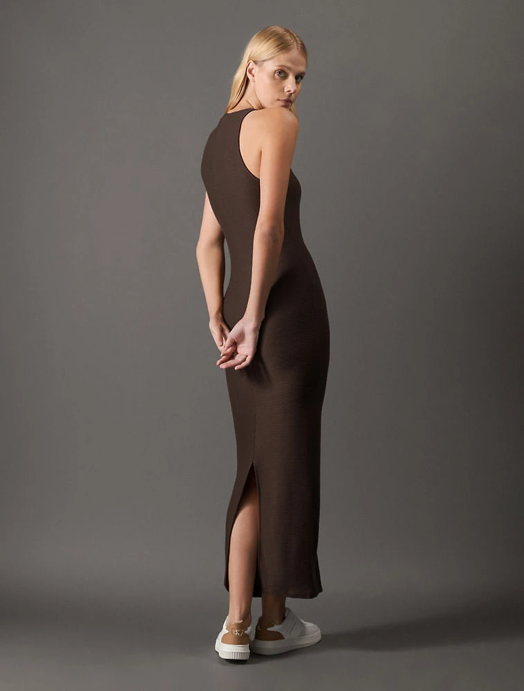 Miniatura Vestido Feminino Midi Recortes Ribana Calvin Klein Jeans - Cafe Vestido Feminino Midi Recortes Ribana Calvin Klein Jeans Cafe g