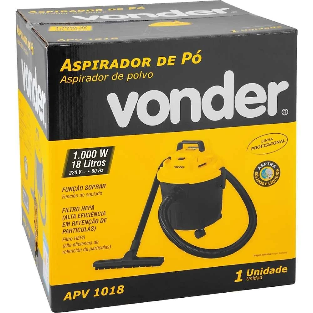 Aspirador de pó e líquidos 1000w 220v apv1018 vonder