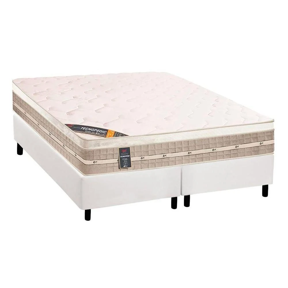 Kit Cama Box com Colchão Queen Corano White Molas Bonnel Branco a Costa Rica