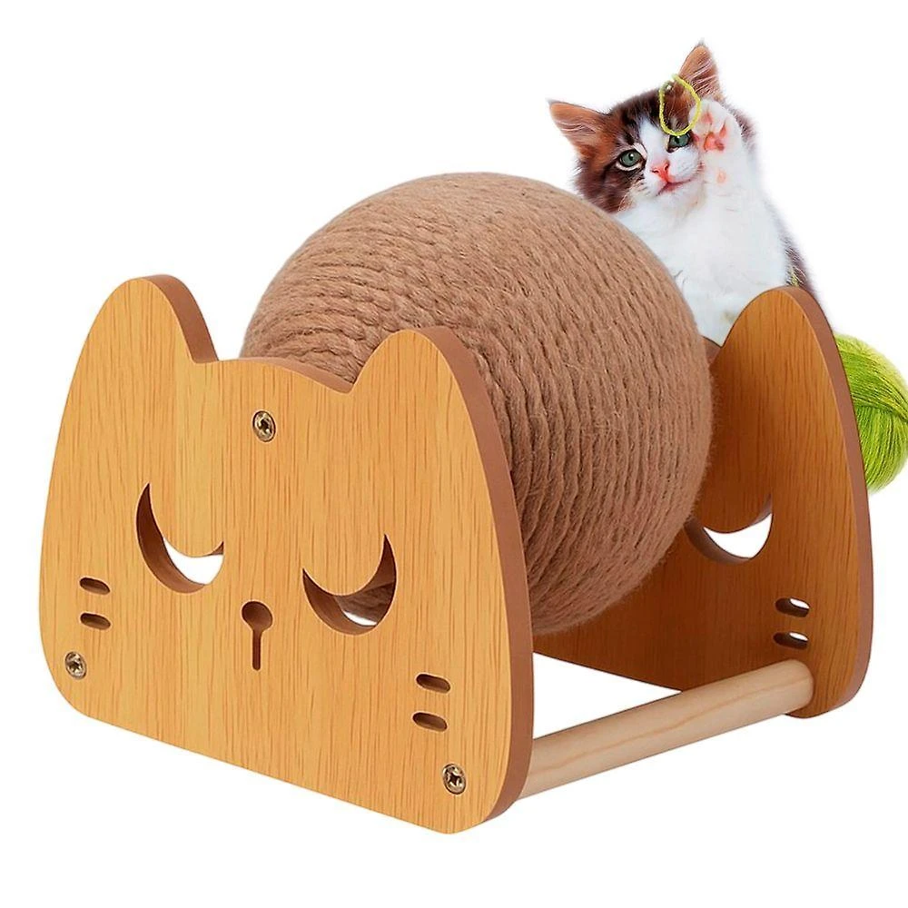 Arranhador para Gatos AB Mídia BSL3896 Sisal e Madeira Bege com Bolinha