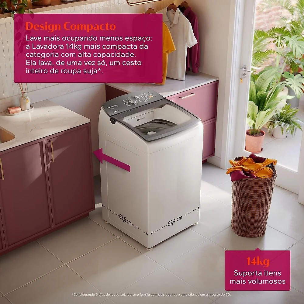 Máquina de lavar brastemp bwf14ab 14kg smart sensor ciclo tira mancha cesto inox branca 110