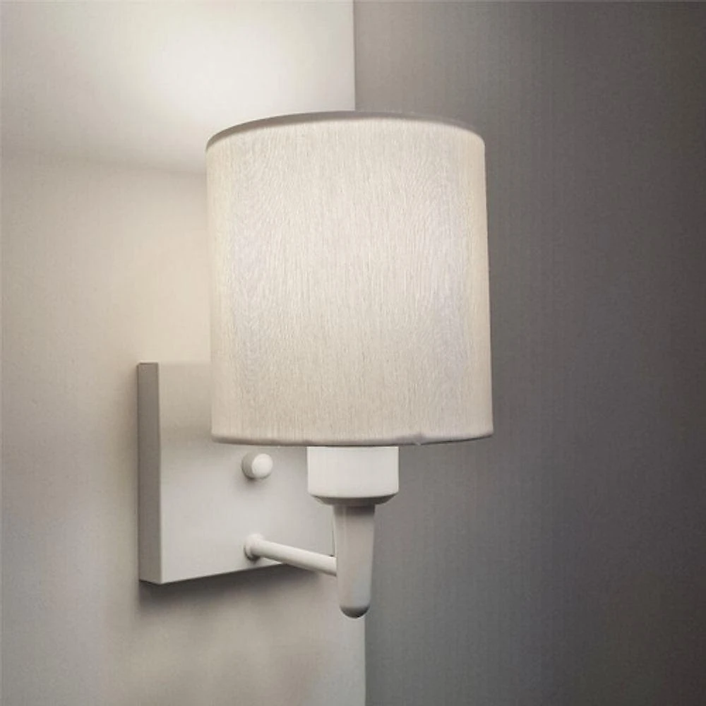 Arandela Quadrada Md-2033 Branco Cúpula Em Tecido Cilíndrica Branco - Bivolt