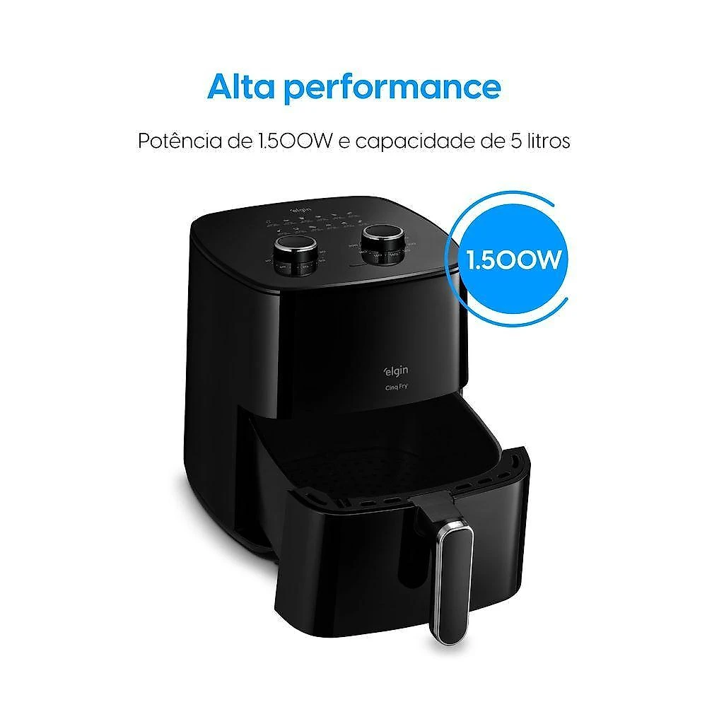 Fritadeira Air Fryer sem Óleo Elgin Cinq Fry 5L 1500W Antiaderente 220V