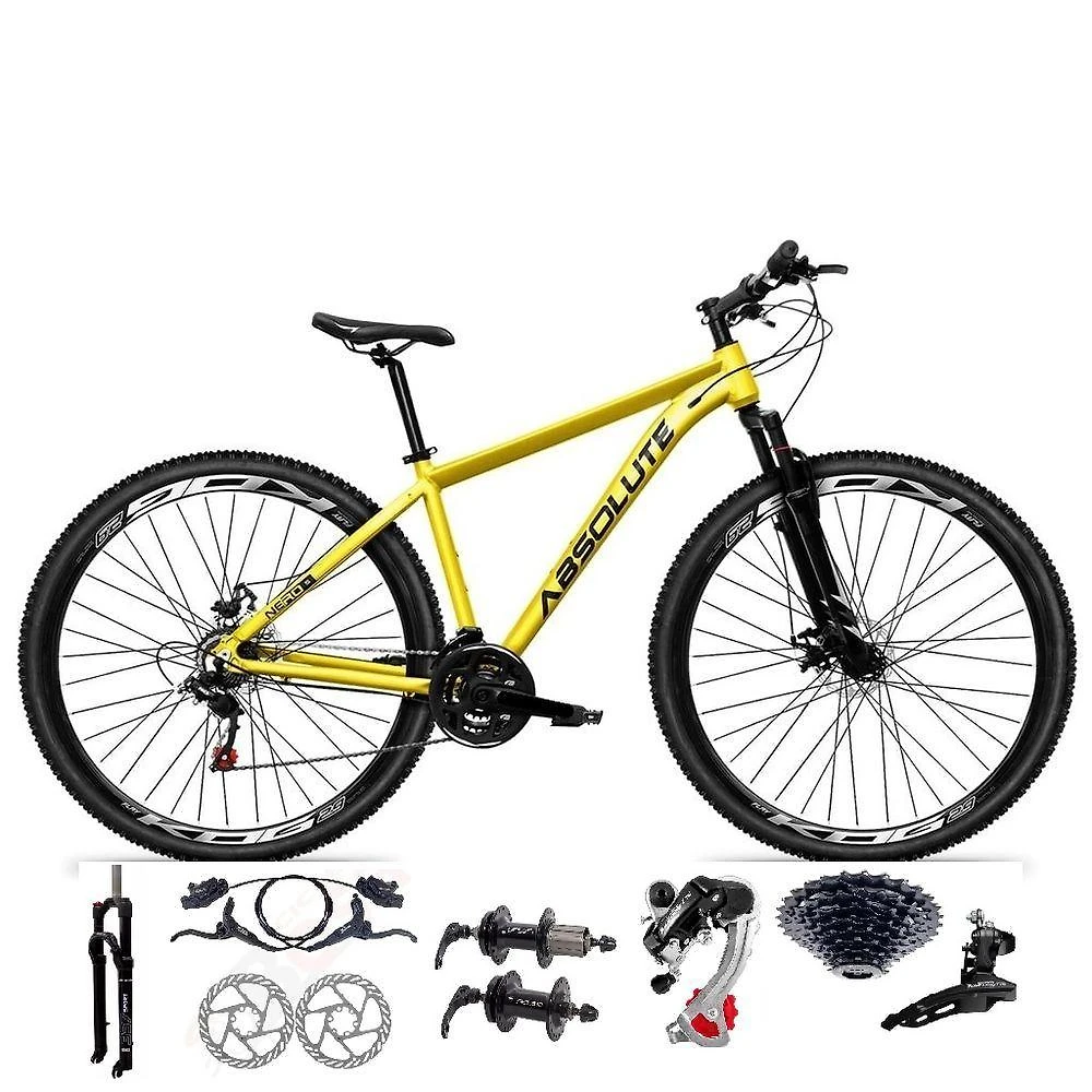 Bicicleta Aro 29 Absolute Nero 5 Alumínio 24v Câmbios Shimano K7 Freio Hidráulico Garfo Comtrava amarelo Tam: 19