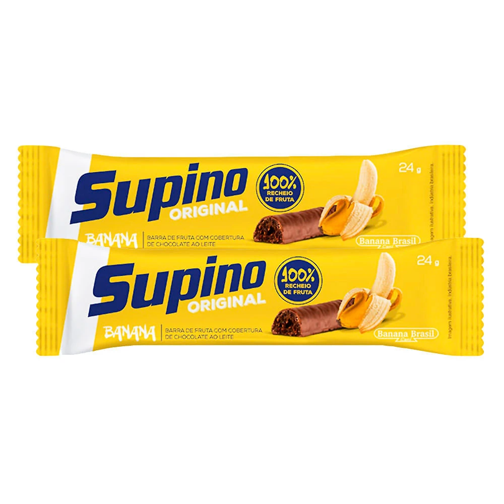 Kit 2 Barra de Fruta Supino Banana com Chocolate com 24g