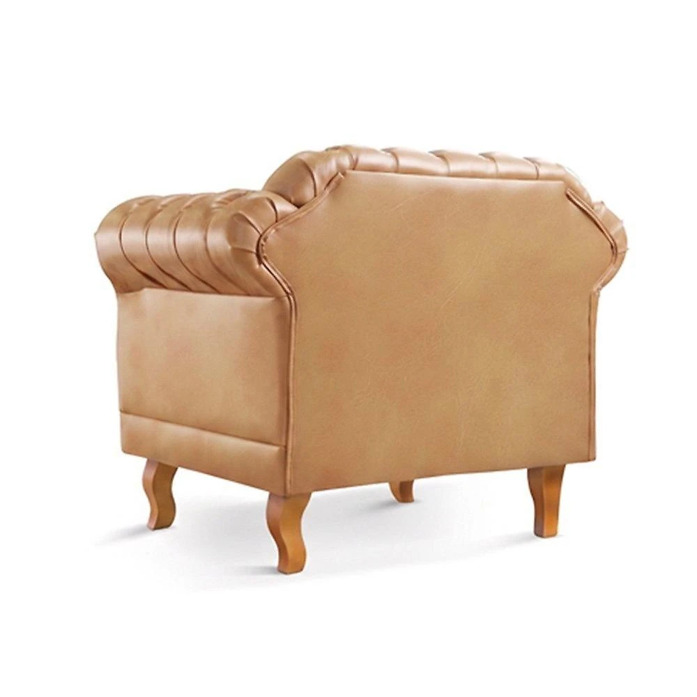 Poltrona Chesterfield Couro Sintético Duque Mel