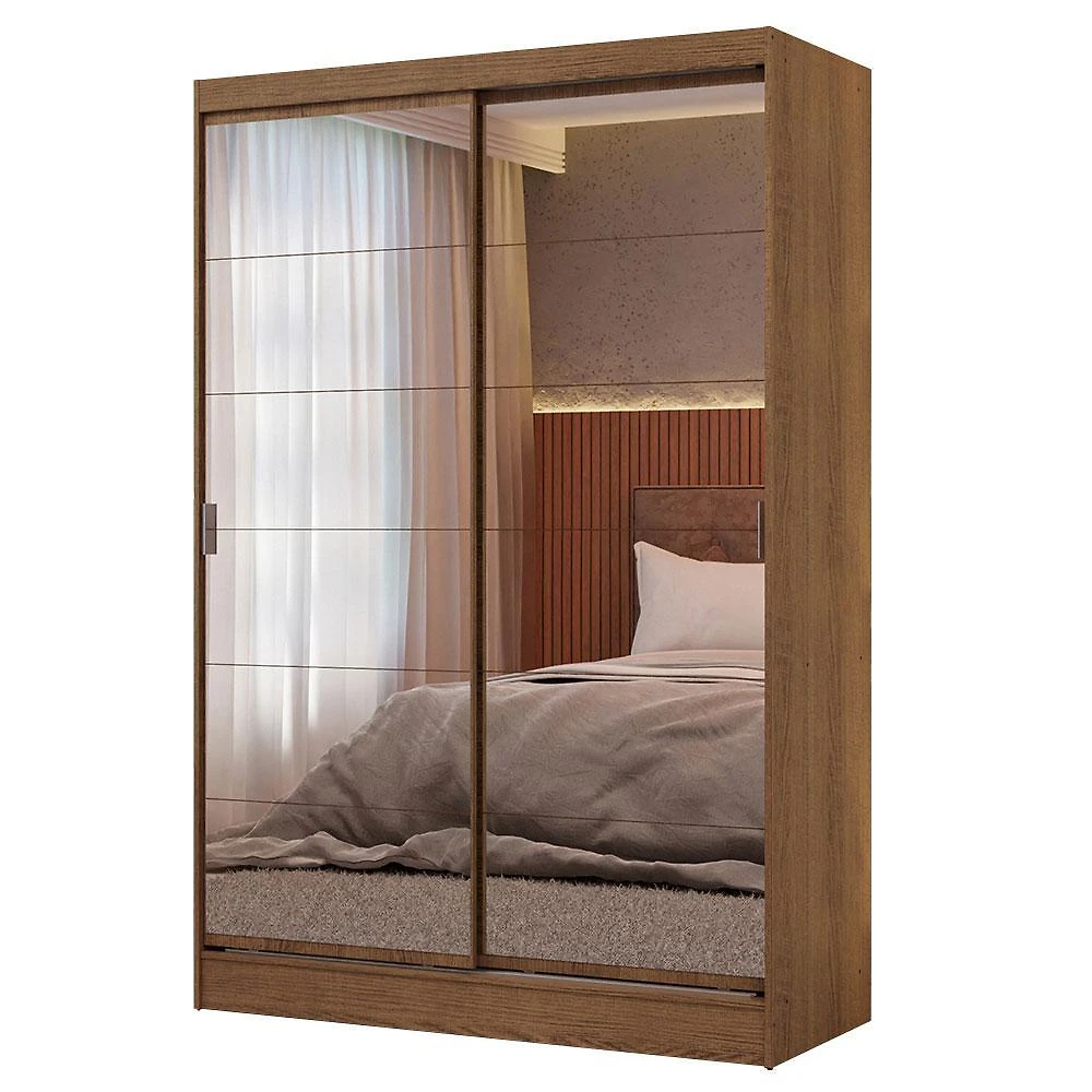 Guarda-roupa 2 portas de correr de espelho rustic max madesa