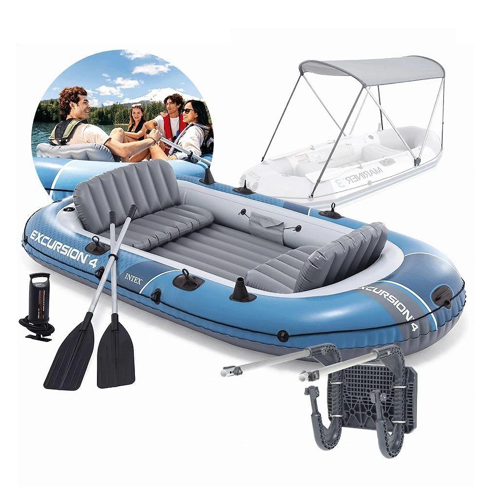 Barco Bote Inflável Excursion 4 66324 Passeio Pesca Lazer Até 500kg 4 Pessoas Intex