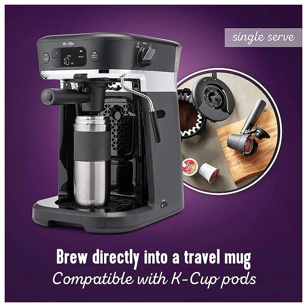 Máquina de Café Expresso até 10 Xícaras Mr. Coffee 15 Bar com Espumador de Leite, 110V Preta