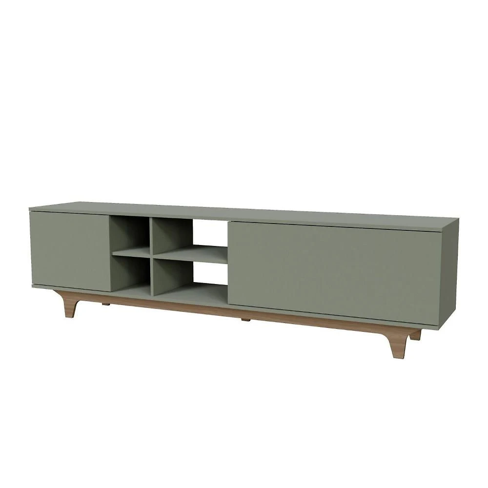 Miniatura Rack para Sala de Estar 200x55x40cm Lars Verde/Freijó