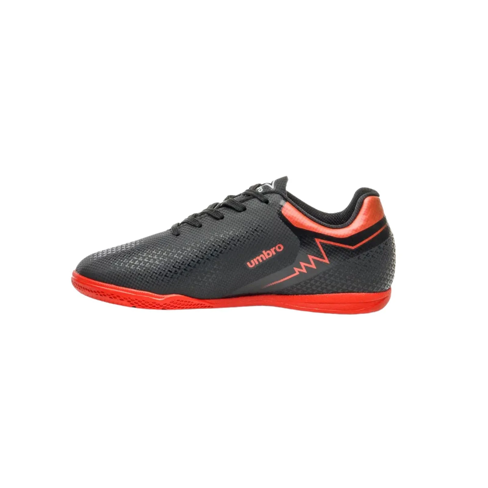 Miniatura Chuteira Futsal Umbro Adamant Top Speed Jr Preto/Vermelho/Branco TAM 28