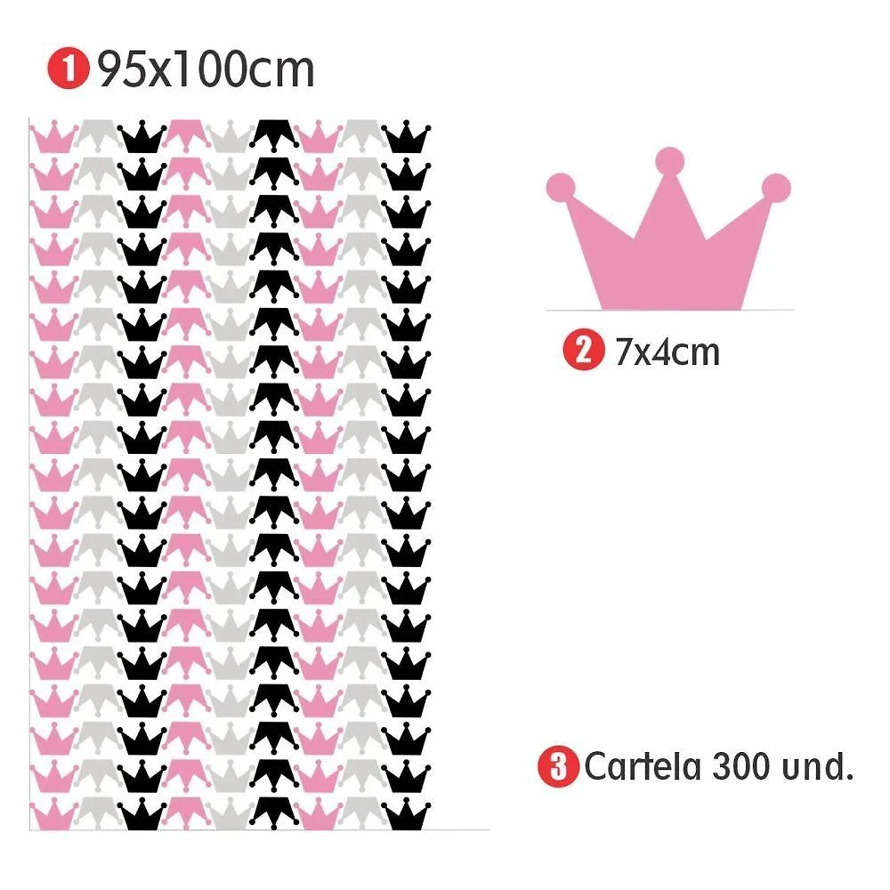 Adesivo de Parede Coroa 95CM X 100CM Decorativo para Quarto Infantil Removivel sem Residuo