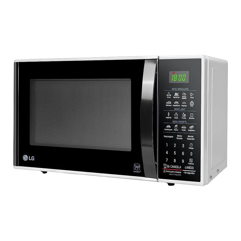 Forno de micro-ondas lg 30 litros ms3091 com função limpa fácil e descongelamento uniforme - preto e branco 110