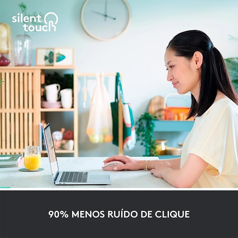 Mouse Sem Fio Logitech Signature M650, 2000 DPI, Compacto, 5 Botões, Silencioso, Bluetooth, USB, Rose - 910-006251