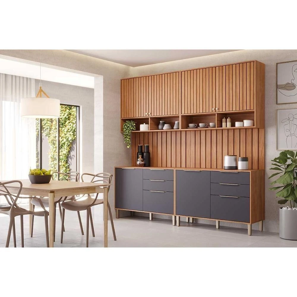 Cozinha Modulada Divina 2 Portas 2 Gavetas MDF 120CM Cinamomo com Titanium MGM