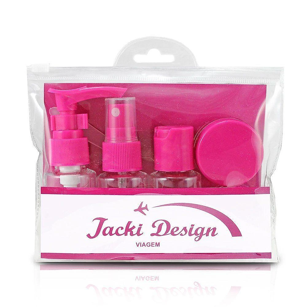 2 Kit De Frascos P/ Viagem De 7 Peças - Jacki Design Preto / Pink