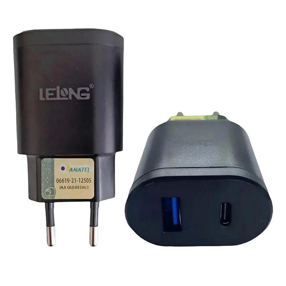Adaptador de Carregador Usb-C MDM para Celular Carga Rápida 20W Bivolt Preto com Cabos