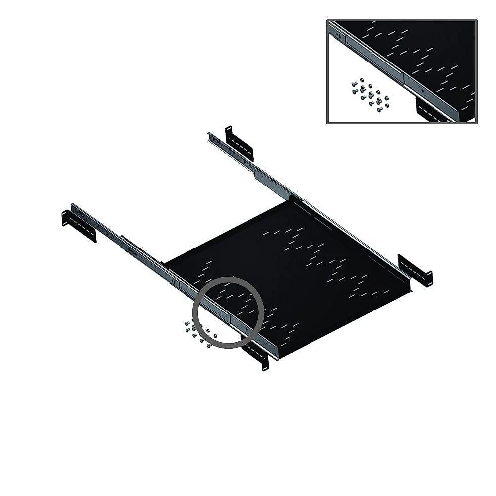 Bandeja Móvel para Rack 19 Max Eletronic Telescópica Ventilada 4 Pontos Preto 40kg