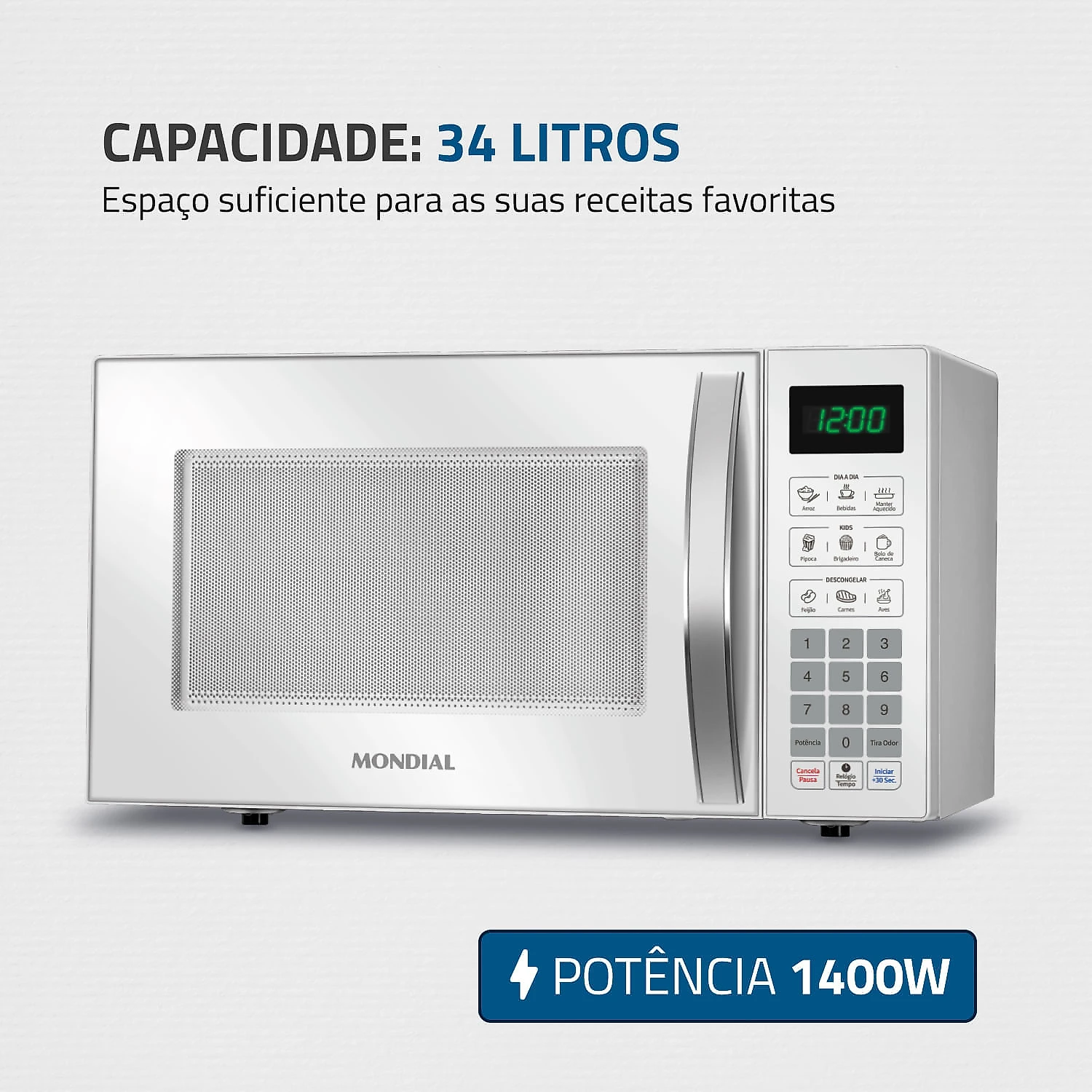 Micro-ondas 34L Mondial MO-02-34-W 127V