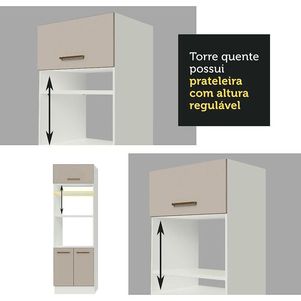 Armário de cozinha completa 270cm agata madesa 08 branco/crema