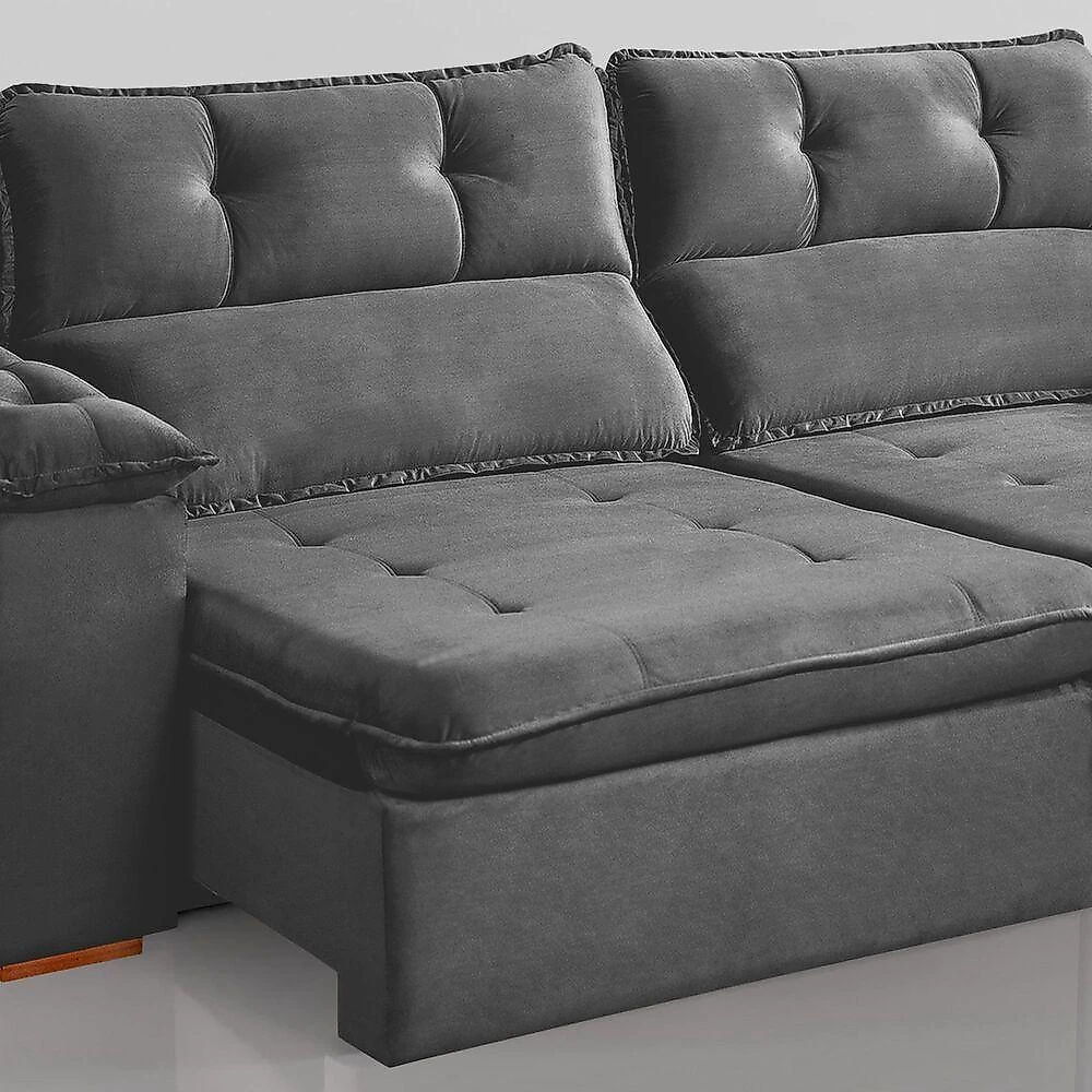 Sofá Toronto 3 Lugares Retrátil e Reclinável 200CM Cinza