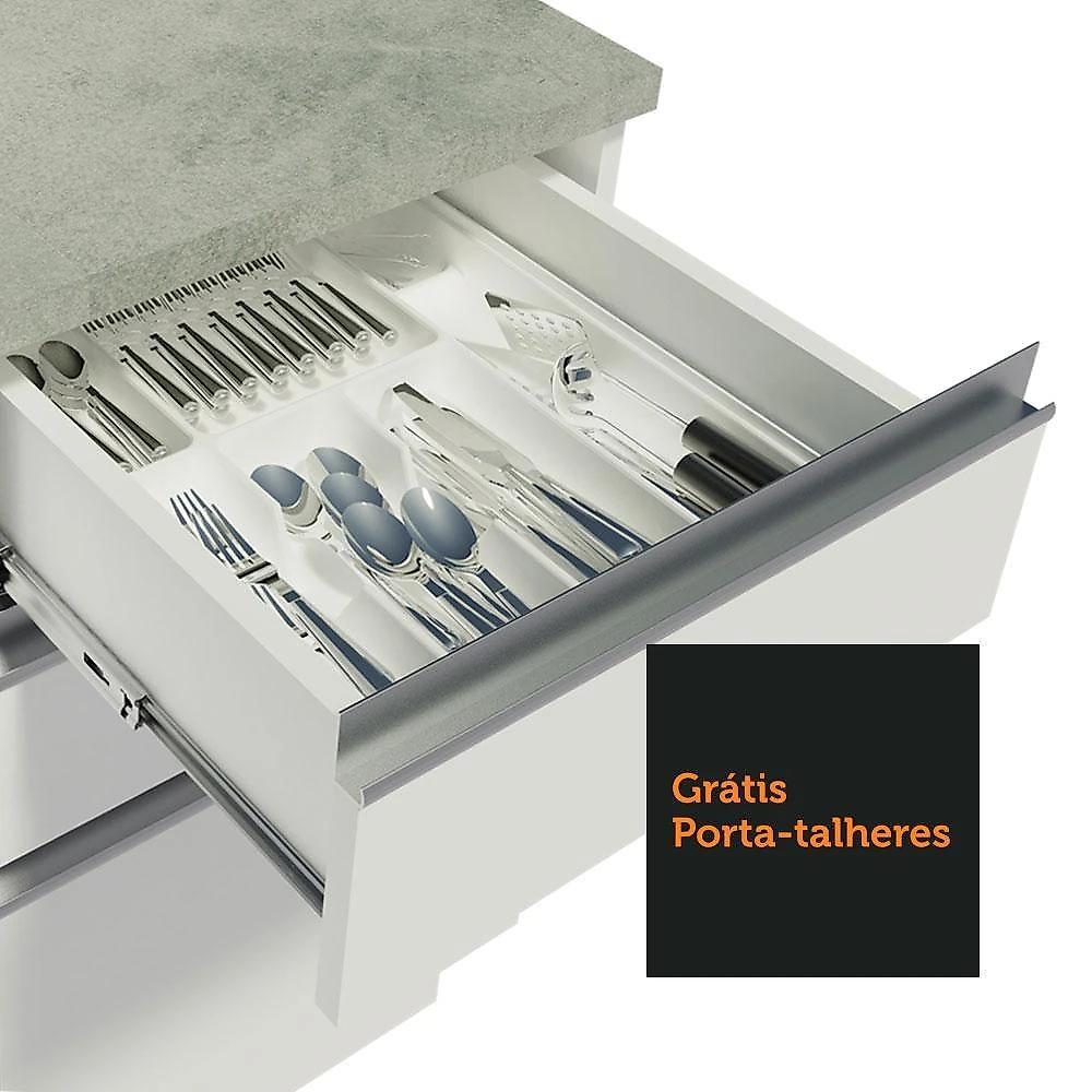 Cozinha completa de canto madesa glamy 329002 com armário e balcão (sem tampo e pia) - branco