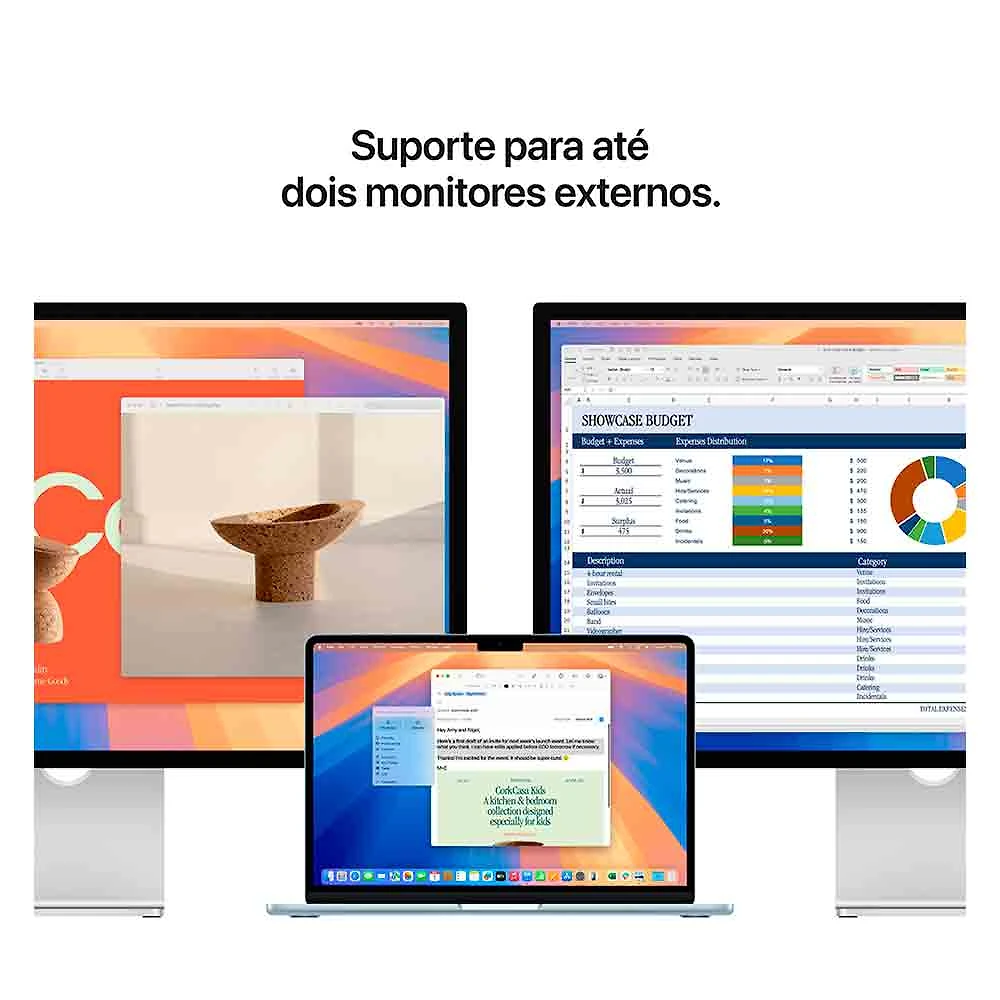 Notebook Apple MacBook Air 13,6" M4 (CPU de 10 núcleos, GPU de 8 núcleos, 16GB RAM, 256GB SSD) - Prateado Bivolt