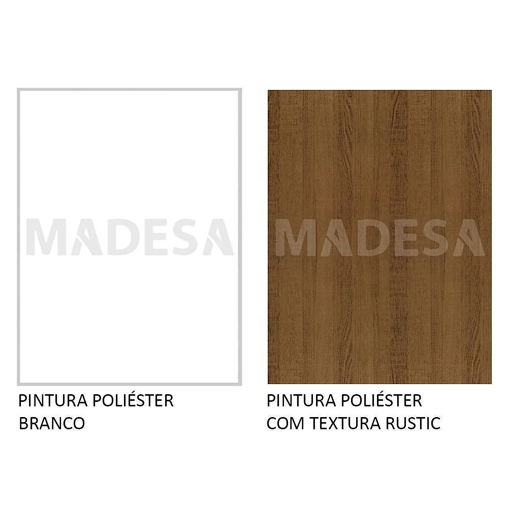 Guarda roupa casal 100% mdf madesa eros 3 portas de correr com espelho com pés - branco/rustic