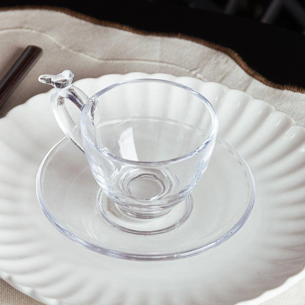 Jogo 4 Xícara De Café De Cristal Ecológico Com Pires Bird 80ml Wolff