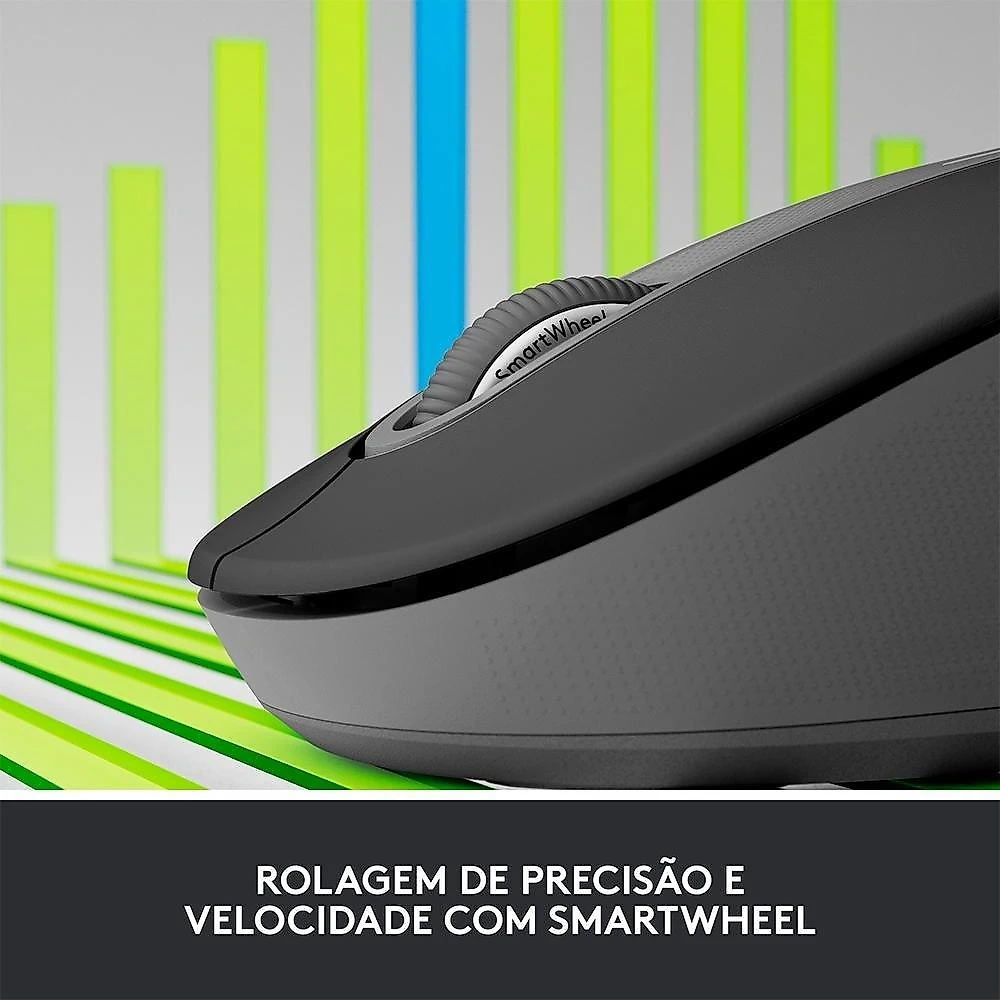 Mouse Sem Fio Logitech Signature M650, 2000 DPI, Compacto, 5 Botões, Silencioso, Bluetooth, USB, Grafite - 910-006250