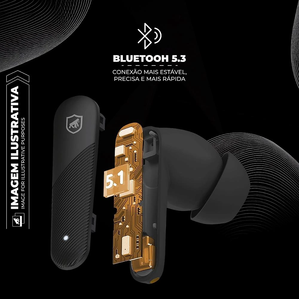 Earbuds - Fone de ouvido Bluetooth - Symetric - Preto - Gshield