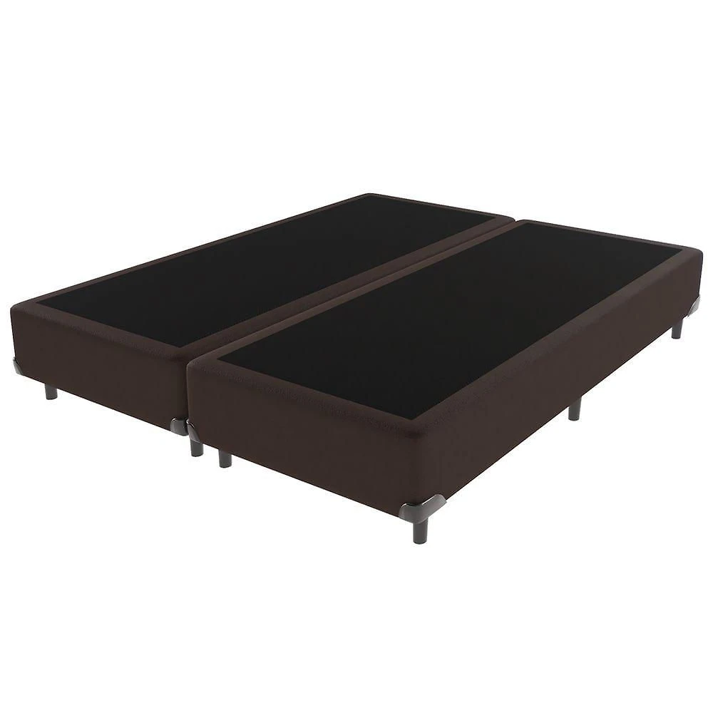 Cama Box King Cama Box com Pés Fixos Madeira Tecido Marrom Vtech