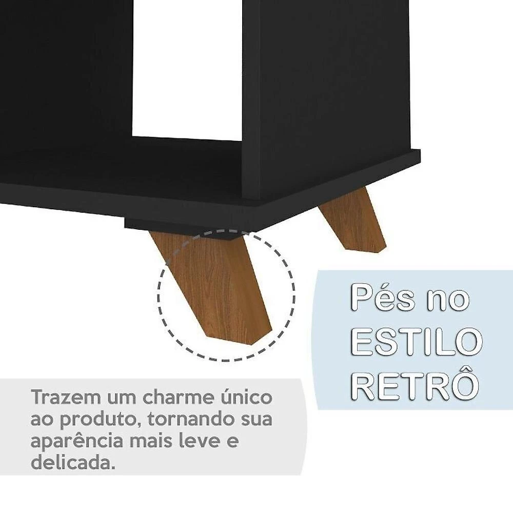 Conjunto 3 Peças 1 Escrivaninha em L Gold 1 Balcão Lugano 1 Gaveteiro Day Espresso Móveis Freijó/Preto