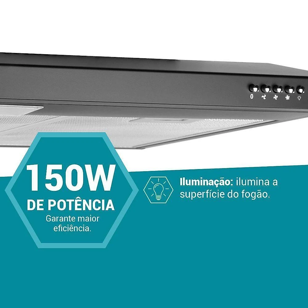 Depurador E Exaustor Preto Philco 80cm PDR80P 3 Velocidades 220V