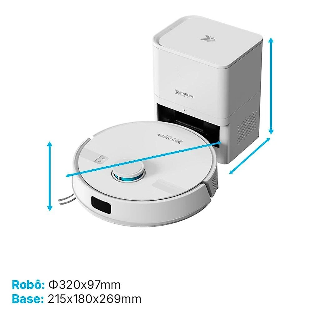 Robô Aspirador e Passa Pano KABUM! smart K800 Pro, Mapeia a Laser, Autolimpante, Recarga automática, 13000Pa, APP, 127v, Branco - KSAR81010BR