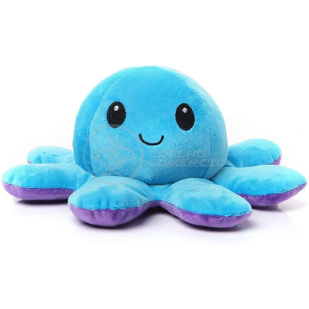 Brinquedo de Pelúcia Polvo Reversível Bipolar Humor Feliz e Bravo Macio Azul e Roxo Smart Bracelet