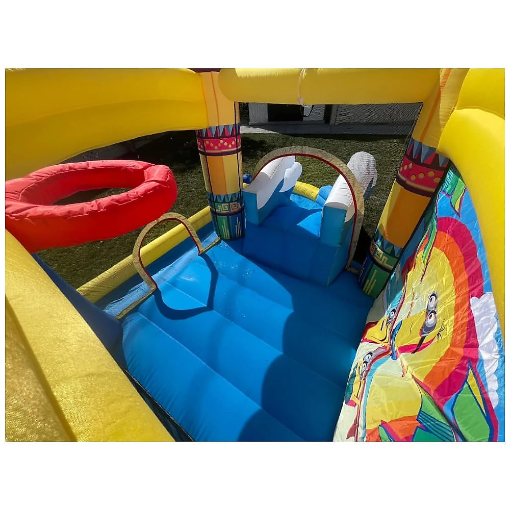 Pula Pula Inflável dos Minions com Escorregador, Toboágua, Canhão de Água e Piscina de Bolinhas para Crianças, Funormous, Colorido 110v