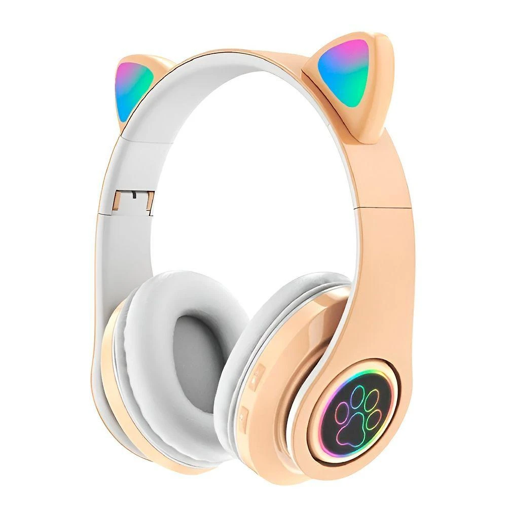 Fone Headset Bluetooth sem Fio Led Gatinho Shopmix com Cartão SD e Usb Amarelo