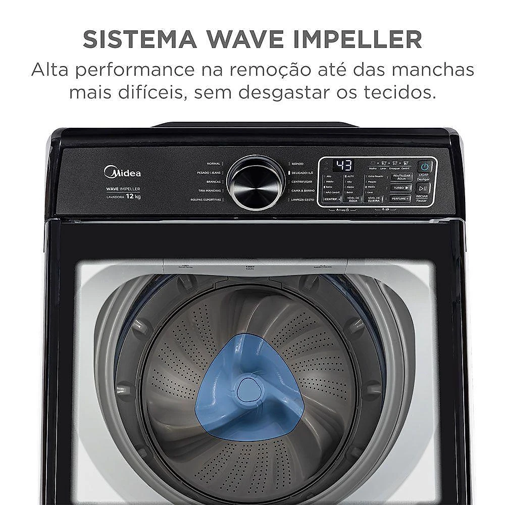 Máquina de Lavar Midea Wave Impeller 12kg Automática Branca