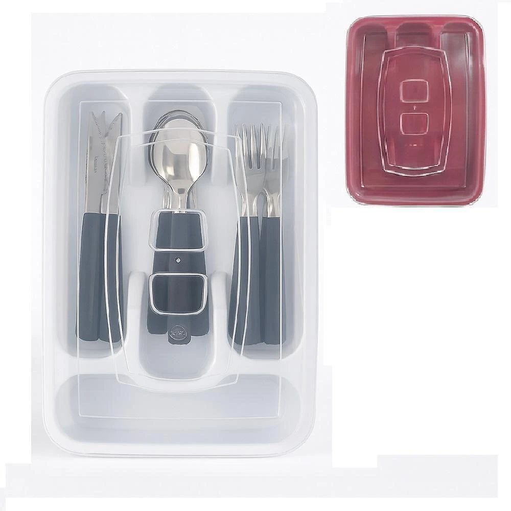 Organizador de Cozinha Porta Talheres com Tampa 4 Divisórias Plástico Resistente Alta Qualidade