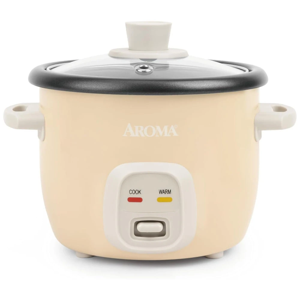 Panela de Arroz AROMA® Mini Rice Cooker, 2 Xícaras (cru) / 4 Xícaras (Cozido), Cozinha Grãos, Faz Sopas, Mingau e Mantém Aquecido.
