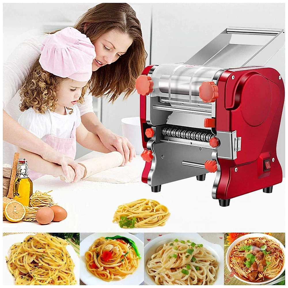 Máquina de Macarrão Automática em Aço Inoxidável, 550W, 110v, LEONEBEBE FKM 180, Vermelho
