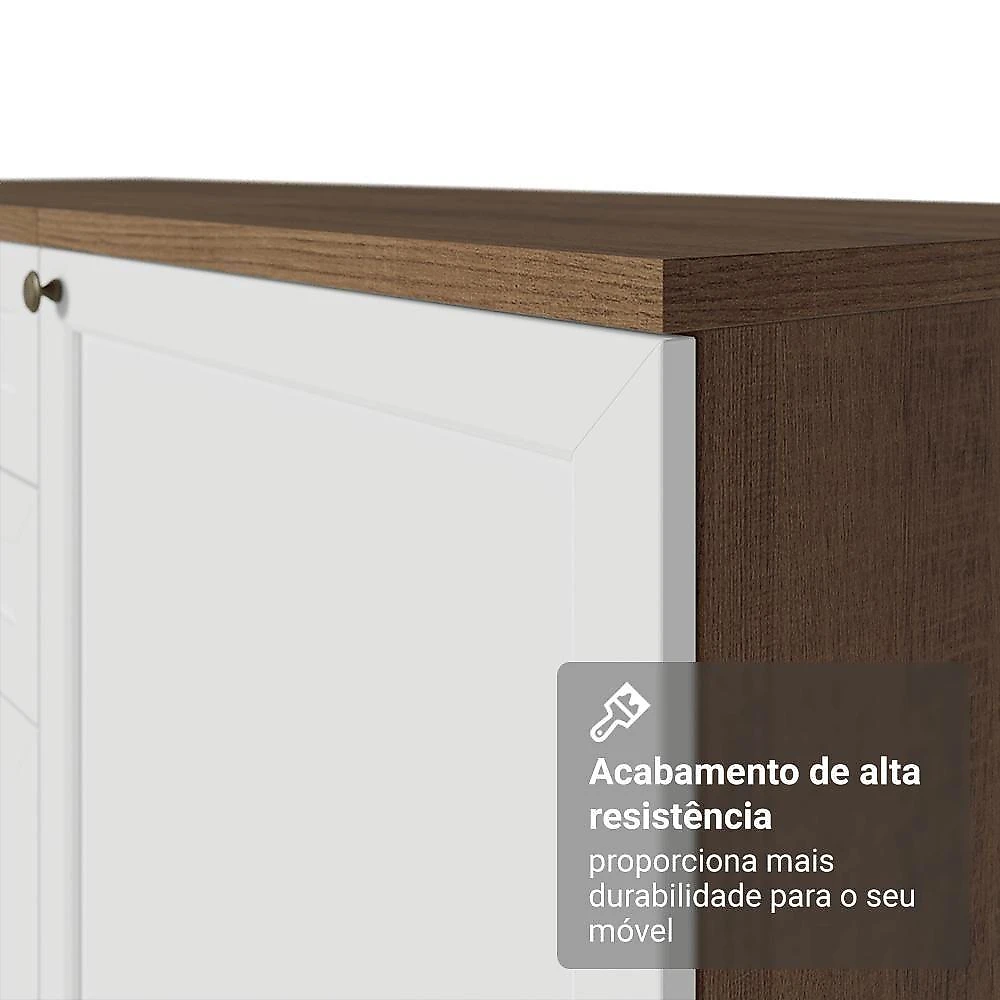 Torre Quente 60 Cm 1 Porta 3 Gavetas Rustic/branco Vik Madesa Rustic/branco